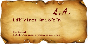 Lőrincz Arikán névjegykártya